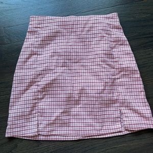 John Galt Brandy Melville pink plaid mini skirt